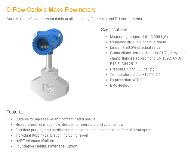 C-Flow Coriolis Mass Flowmeters